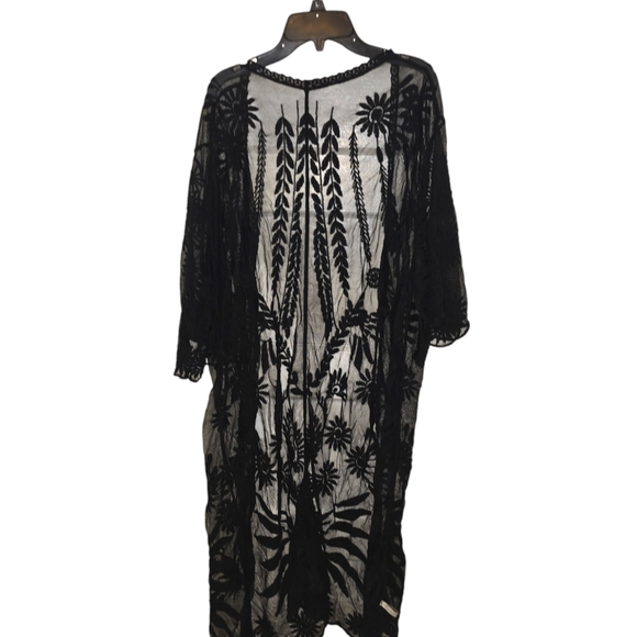 Rubylishious Women's black lace cover up One size 50% polyester 50% cotton M - Picture 2 of 2